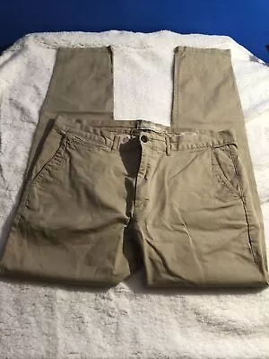 H&M L.O.G.G. Label Of Graded Goods Mens 38/33 Slim Fit Tan Chino Pants Button Y1 • $21