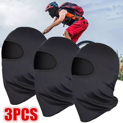 3pcs Men Balaclava Black Face Mask Windproof Summer UV Protection Tactical Hood  • $8.67