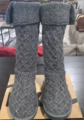 Ugg Australia Boot Lattice Charcoal Gray Knit 1016557 Original US Sz 8–UK Sz 6. • $80