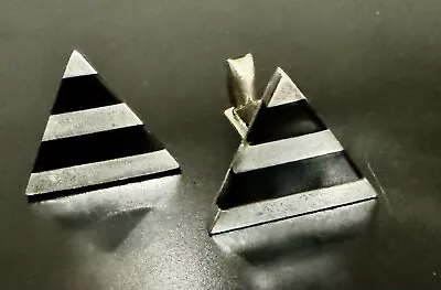 Vintage Postmodern Triangle Art Deco Modern Cufflinks 925 Sterling Silver Black • $20