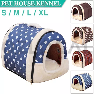 $24.99 • Buy Pet Dog Cat Calming Bed House Warm Soft Plush Sleeping Kennel Cave Puppy Cushion