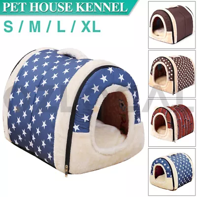 Pet Dog Cat Calming Bed House Warm Soft Plush Sleeping Kennel Cave Puppy Cushion • $20.99