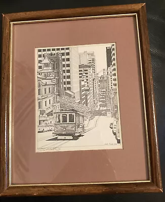 James Millard San Francisco Trolley Ink Drawing Matted Framed Signed By Artist • $21