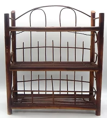 Vintage Mid Century Bamboo Rattan 3-Tiered Wall Or Free Standing Shelf • $75