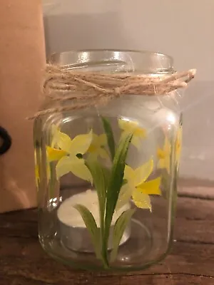 Individually Hand Painted Daffodil Vintage Tea Light Holder/vase • £7.99