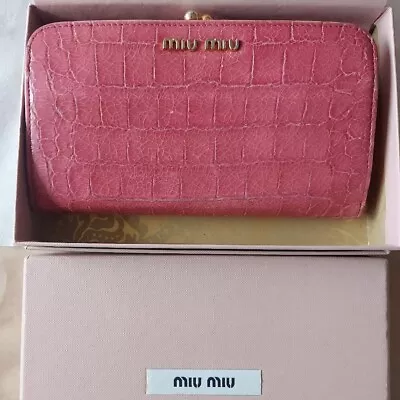 Miu Miu Wallet Pink Crocodile Embossed Shipped From Japan • £60.76