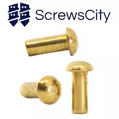 £1.96 • Buy Solid Brass Button Round Head Rivets DIN 660   M2 M3 M4 M5 M6