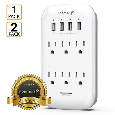 1225J Surge Protector 6 Outlet Extender With 4 USB Charger Port Wall Adapter Tap • $16.99