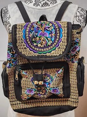 Embroidered Native Floral Multicolor Mexican Handmade  Backpack  Colorful NEW • $26.99