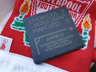 Liverpool 7 Man Utd 0 Nil - Custom Football Score Coaster - Slate Fan Merch • £8.95