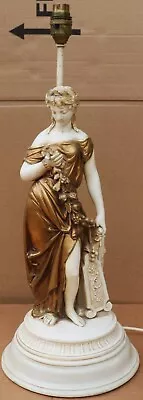 Beautiful Heavy Old Quality Figural Table Lamp Of Lady Holding Fruit • £1