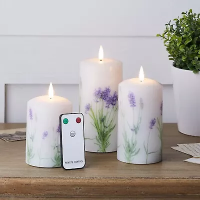 £24.99 • Buy Lights4fun Set Of 3 Lavender TruGlow® Battery LED Wax Flameless Pillar Candles