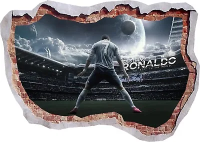 £10.99 • Buy CR7 Cristiano Ronaldo Madrid Football 3d Smashed Wall View Sticker Poster 1005