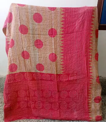 Vintage Indian Kantha Quilt Bedding Coverlet Reversible Bedspread Blanket Throw • $31.27