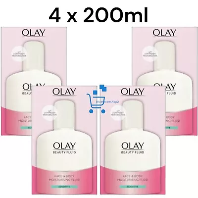 4 X 200ml Olay Beauty Fluid Face & Body Sensitive Skin Moisturiser • £39.99