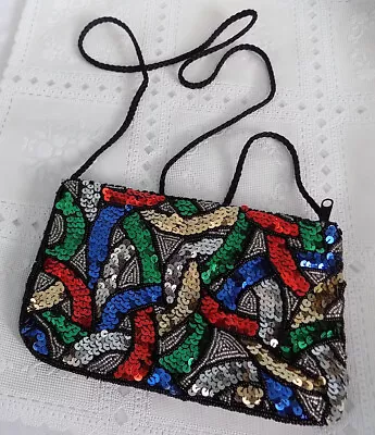 Vintage Sparkling Colorful Sequin Purse  Made In Macau • $14.90