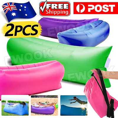 2X Fast Inflatable Lazy Lounge Camping Air Bag Sofa Bed Hangout Beach Sleeping • $23.95