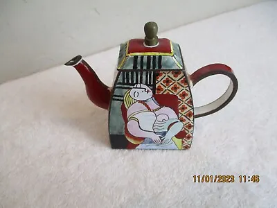 Hand-Painted Enamel Mini Teapot By Trade Plus Aid-R24-9300 • $14