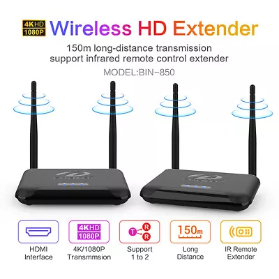 Wireless Video HDMI Transmitter & Receiver 4K@30Hz HD Extender For 5G Streaming • $145.99