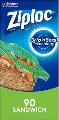 $6.06 • Buy Ziploc Sandwich And Snack Bags For On The Go Freshness, Grip 90 Count, Clear 