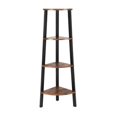 $93.99 • Buy VASAGLE Industrial Rustic Brown And Black 4-Tier Corner Shelf