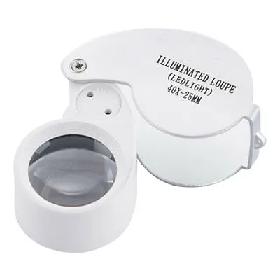 40 X Magnifying Loupe Jewelry Eye Glass Magnifier LED Light Jewelers Loop Pocket • £6.25