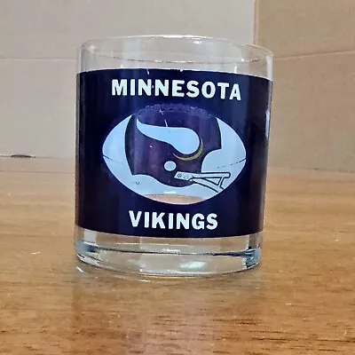 Vintage 1970s Minnesota Vikings Houze Art See Through Tumbler Whiskey Glass • $21.95