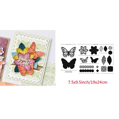 £5.51 • Buy Flowers Animal Lace Phrase Cutting Dies Clear Stamps For DIY Handmade Paper Card