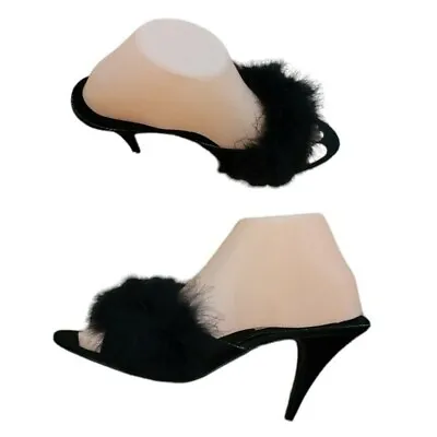 Vintage - 70's Marabou Feather Stilletto Heel Mules • $95