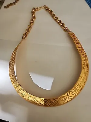 Vtg Metropolitan Museum Signed MMA WAG Egyptian Revival Collar Necklace Gold  • $45