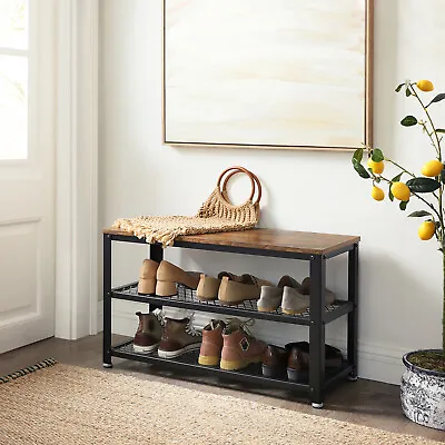 £45.99 • Buy Vintage Shoe Rack Storage Shoe Bench With Seat With Shelves Shoes Cabinet LBS73X