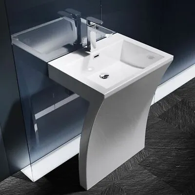 Bathroom Wash Basin Sink Stone Freestanding Pedestal 7 Shape Floor Stand 820mm • £245