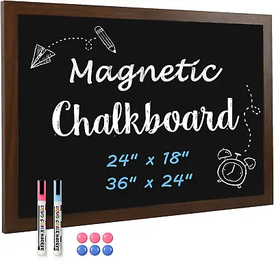 Chalk Board 24  X 36  Magnetic Large Chalkboard For Wall Rustic Blackboard Hang • £77.55