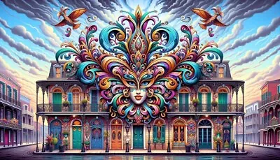 Stunning Multi-Colored Mardi Gras Theme Face Of The City • $10