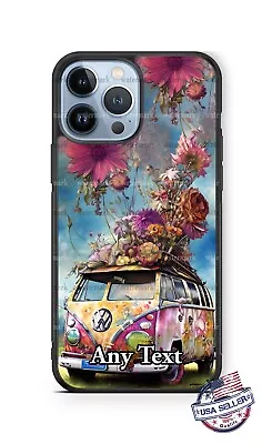 Pink Volkswagen Bus Hippie Flowers Personalized Phone Case For IPhone Samsung • $15.98