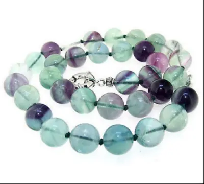 Multi-Coloured 6/8/10mm Round Natural Rainbow Fluorite Beads Necklace 18  AAA • £5.40