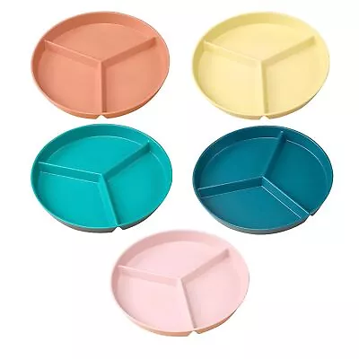 5 PCS 5 Colors Portion Control Plate9 Inch Wheat Plastic Dinner Plate Three-c... • $14.10