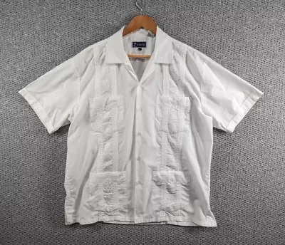 £34.50 • Buy ESQUIRE Vintage Men's White Guayabera Cuban Caribbean Holiday Button Shirt - XL