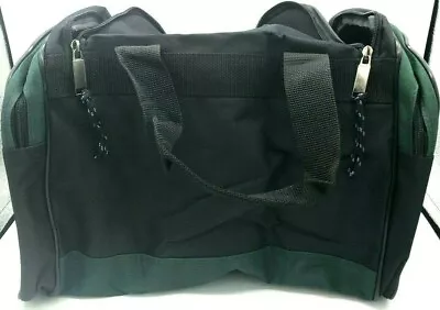 14  Duffle Gym Mini Travel Green Black Bag With Shoulder Strap 14 X 10 X 8 Nice • $9