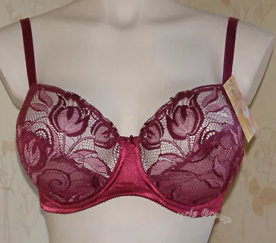 Charnos Sensual SN002 Lace Underwired Semi-Sheer Full Cup Bra Wine Or Black • £15