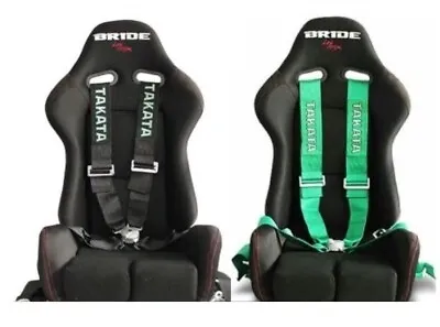 New Takata Racing Seat Belt Harness 4 Point Snap-On 3  Cam Lock Universal BLACK • $88.90