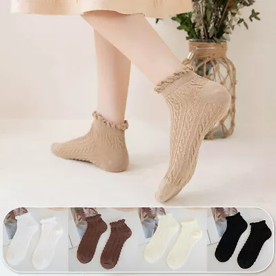 Women Lady Girls Ankle Retro Lace Ruffle Frilly Princess Short Socks Cotton • $4.60