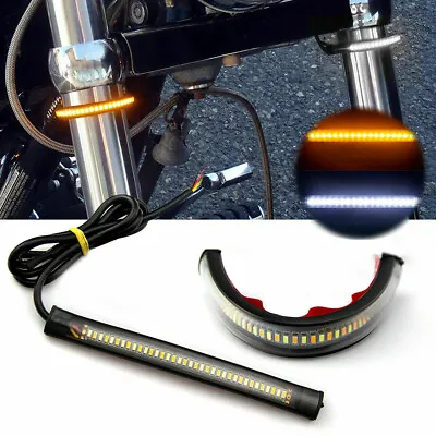 Pair Universal Amber White Motorcycle Bike Indicator Turn Signal Light Motorbike • £12.49