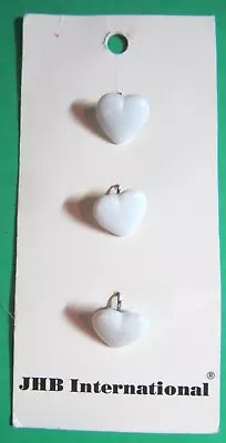 (3) Vintage Jhb 3/8  Heart Shape White Plastic Baby Doll Buttons Nos-1/50 • $4.59