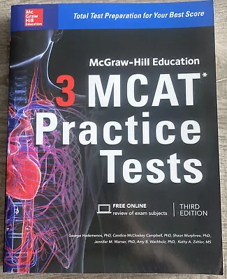 McGraw-Hill Education 3 MCAT Practice Tests Third Edition By Candice McCloskey • $15