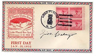 #716 Lake Placid Olympics First Day Cover 1932 - Planty #1b Roessler Autographed • £28.03