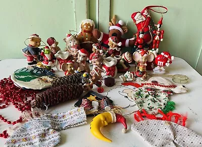 Huge Lot Vintage Ceramic Christmas 🎄 Quilted Reindeer Santa M&Ms Deer Figurines • $14.99