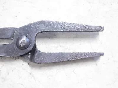 Vintage Blacksmith Foundry Metal Working #17 FLAT BIT OPEN JAW GRAB TONGS SI • $59.99