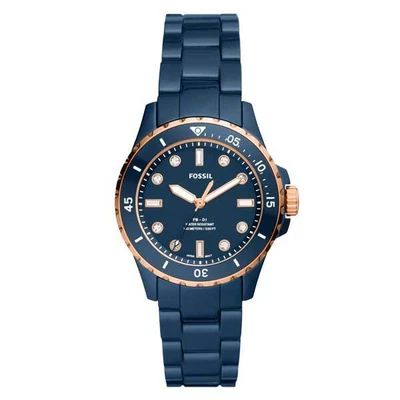 $389 • Buy Fossil FB-01 Three-Hand Blue Ceramic Women's Watch (CE1125)