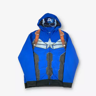 Disney Captain America Graphic Costume Hoodie Blue 2XL • £18